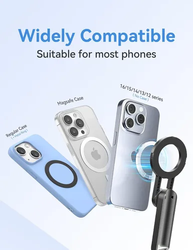Miniatura 8 de Takerers Trípode Magsafe para iPhone【Tamaño de bolsillo】 Palo selfie magnético portátil 4 en 1 para soporte de iPhone para grabación de video