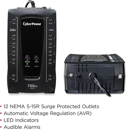 Miniatura 3 de UPS con visor LCD CyberPower AVRG900LCD 900 VA 750VA Negro