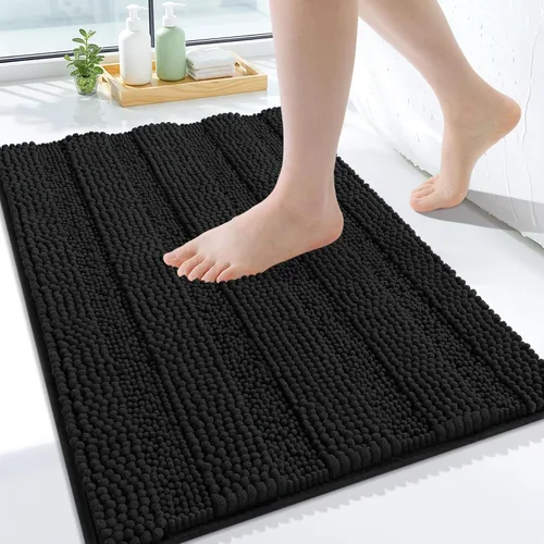 Miniatura 146 de Grandaily Alfombras de baño de felpilla a rayas de 24 x 16 pulgadas, extra gruesas y suaves, absorbentes, parte trasera de goma, alfombra de ducha