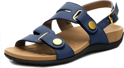 Miniatura 8 de Littleplum Sandalias ortopédicas para mujer, con soporte de arco, cómodas, planas, ajustables, para caminar, verano, playa