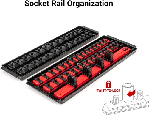 Miniatura 6 de TEKTON SKT03301 - Juego de llaves de vaso y trinquete de 1/4 pulgada con 6 puntos, con guías y bandejas, 57 piezas (5/32-9/16 pulgada, 4-15 mm)