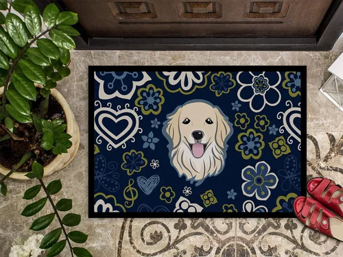 Miniatura 2 de Caroline's Treasures BB5056MAT - Felpudo de 18 x 27 pulgadas, diseño de flores azules, para interiores y exteriores, para entrada, antideslizante