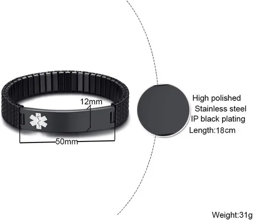 Miniatura 2 de VNOX Pulsera elástica de acero inoxidable chapado en oro negroplataoro para mujer y niña