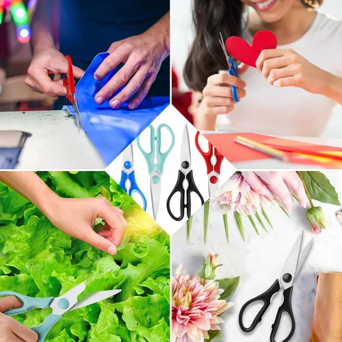 Miniatura 7 de Tijeras de cocina, juego de tijeras de cocina rosas Rkqoa, tijeras resistentes para cocinar, aptas para lavavajillas, tijeras de acero inoxidable