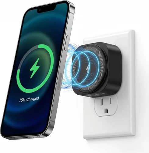 Qi2 - Cargador inalámbrico de salida de pared, cargador magnético de teléfono compatible con MagSafe de 15 W con puerto USB-C, diseño inalámbrico