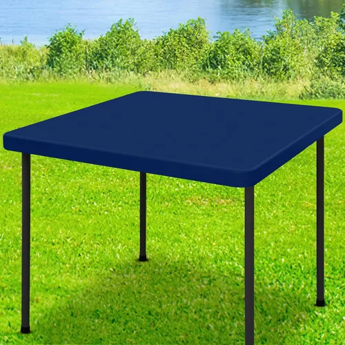 Miniatura 50 de Moosfor Mantel rectangular de elastano de 4 pies, manteles elásticos ajustables para pícnic, funda elástica y lavable para mesa de patio para Azul