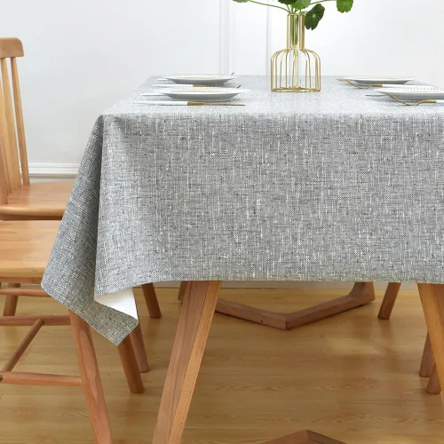 Miniatura 7 de Mantel Impermeable Limpiable para Mesa Rectangular, Manteles de Vinilo Resistente para Exteriores, Cubierta de Mesa de PVC para Picnic