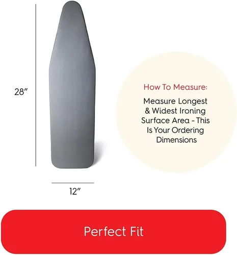 Miniatura 4 de TIVIT Funda para tabla de planchar de 12 x 28 pulgadas, fabricada en Italia, Alumitek PRO reflectante al calor, acolchado grueso de 4 capas
