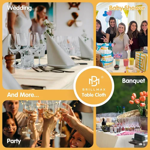 Miniatura 9 de BRILLMAX - Manteles para mesa rectangular de 6 pies, tela de lino de poliéster, lavable, para boda, recepción, banquete, fiesta de cumpleaños, 60 x