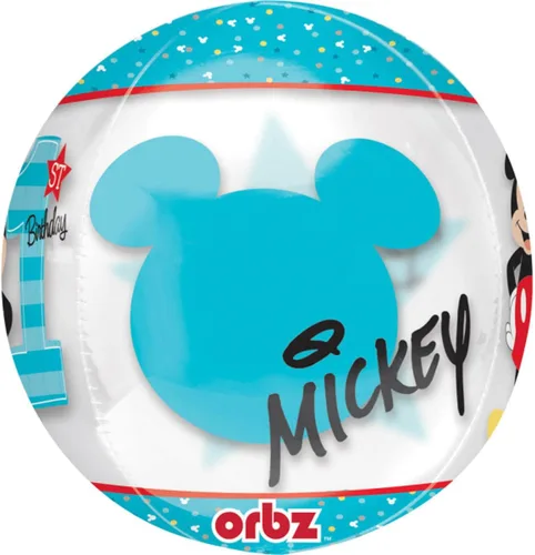 Miniatura 2 de Mickey Mouse 1er Cumpleaños 16" transparente Orbz – Globo