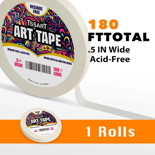 Miniatura 2 de Cinta adhesiva blanca para arte de tacto medio - Cinta adhesiva de artistas para dibujo de arte, pintura de acuarela, marco de lienzo - Libre