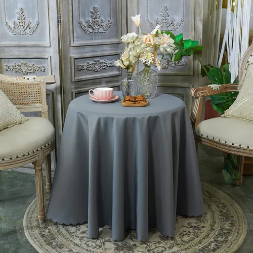 Miniatura 13 de JYFLZQ Mantel redondo negro de 70 pulgadas para mesas de 4 pies, lavable a máquina, duradero, tela de poliéster gruesa, para fiestas, banquetes