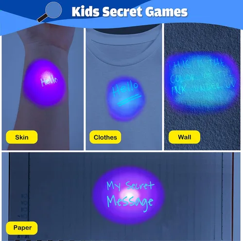 Miniatura 5 de GIFTINBOX Bolígrafo de tinta invisible, 28 unidades de bolígrafo espía con luz UV para niños, recuerdos de fiesta de cumpleaños para niños de 4 a 8