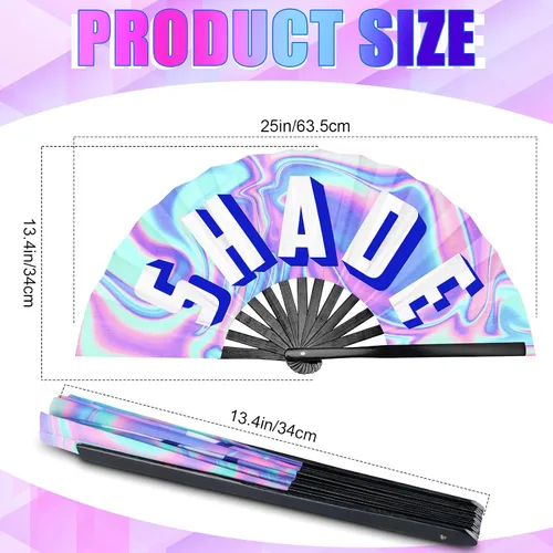 Miniatura 2 de Amyhill 3 ventiladores de mano grandes de bambú, ventilador plegable icónico de mano, ventilador chino de mano, para mujeres y hombres, festivales