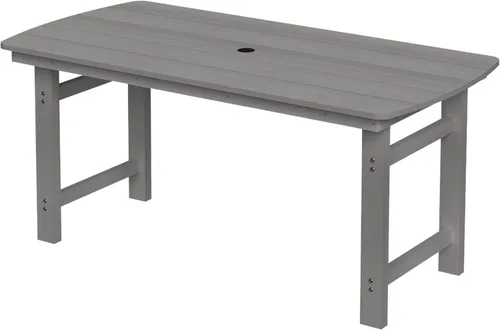 Miniatura 14 de Juego de comedor de patio al aire libre de HDPE con mesa y 6 sillas, juego de mesa y sillas de 7 piezas para todo clima, agujero para sombrilla de 2