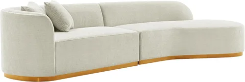 Miniatura 7 de Manhattan Comfort Daria - Sofá modular contemporáneo de 2 piezas en tapicería de lino, sofá de sala de estar de 132 pulgadas con marco de madera