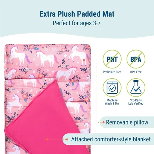 Miniatura 3 de Wildkin Alfombrilla para Siesta Infantil Original – Cómoda Alfombrilla para Dormir con Almohada, Ideal para Escuela y Viajes Unicornios mágicos