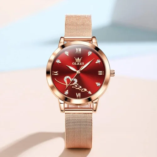 Miniatura 8 de OLEVS Reloj de pulsera de cuarzo analógico con diamantes de oro rosa para mujer, vestido de lujo, acero inoxidable, luminoso, impermeable, fecha