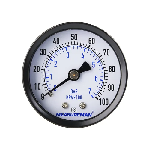 Miniatura 10 de MEASUREMAN Medidor de presión de pozo de 2 pulgadas, 0-100 psi/bar, macho NPT de 1/4 pulgadas con adaptador NPT de 1/2 pulgadas, precisión de 3-2-3%
