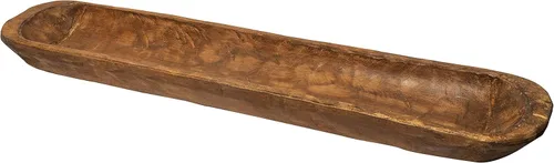 MAINEVENT Cuenco decorativo de madera para masa de aproximadamente 30 pulgadas, cuenco largo de madera rústica tallada a mano, cuenco grande para
