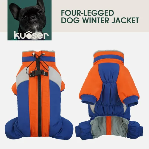 Miniatura 3 de Kuoser - Abrigo completo para perro - Abrigo cálido de invierno con chaqueta reflectante y arnés incorporado, adecuado para perros pequeños como Azul