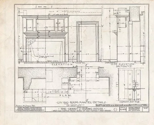 Historic Pictoric : Blueprint HABS NJ,2-TAPO,2- (Sheet 10 of 19) - Gerrit J. Haring House, West Old Tappan Road, Old Tappan, Bergen County, NJ 14in