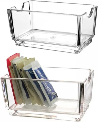 Miniatura 3 de Sizikato 2pcs Clear Acrylic Sugar Packet Holder Square Tea Bag Bowl, 4.3 Pulgadas 2 pzas