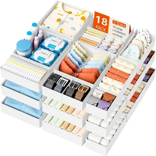 Miniatura 29 de DIMJ Organizador de cajones de ropa – Paquete de 20 contenedores organizadores de cajones de armario para almacenamiento de ropa de bebé, Rosa