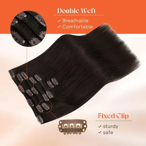 Miniatura 9 de Sunny Hair - Extensiones de clip de cabello humano real para añadir volumen, castaño oscuro #2 - 14 pulgadas, 7 unidades, 3.53 onzas