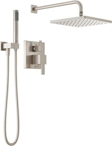 Miniatura 13 de Sistema de Ducha de Lluvia Cuadrado Delta Modern Serie 14, Conjunto de Grifo, Cabezal de Ducha de Lluvia Oro Cepillado y Conjunto de Mango, Kit
