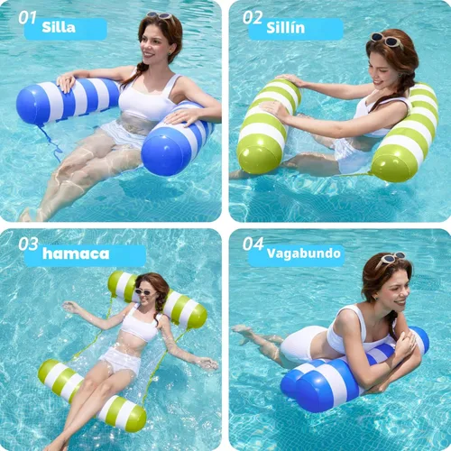 Miniatura 2 de SLOOSH 2 Packs Hammock Pool Floats Adults, 4-in-1 Multi-Purpose Inflatable Pool Floats PVC Water Hammock Lounge Floaties