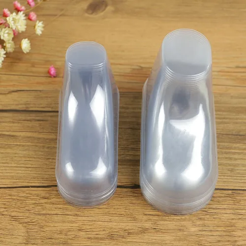 Miniatura 7 de 50 piezas de plástico transparente para pies de bebé botines de bebé calcetines de ganchillo escaparate zapatos para niños pequeños soporte