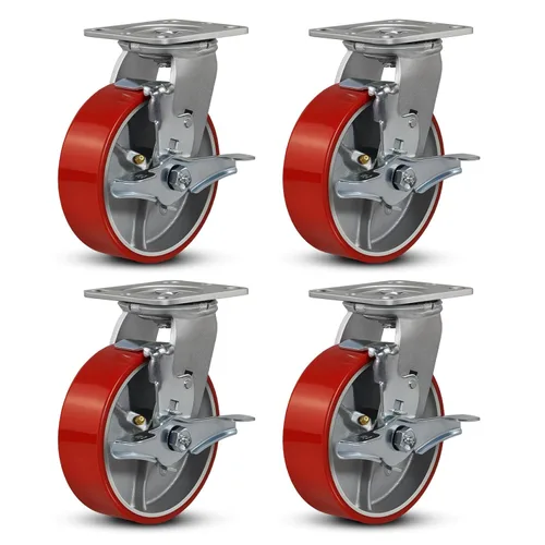 Miniatura 49 de Ruedas industriales de 4 x 2 pulgadas, ruedas resistentes, ruedas de poliuretano, capacidad de hasta 3200 libras. Uso para camión de plataforma