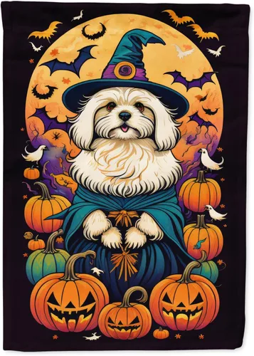 Miniatura 73 de Caroline's Treasures DAC1466GF - Bandera decorativa para jardín de Halloween de Affenpinscher Witchy para jardín, decoración para patio exterior