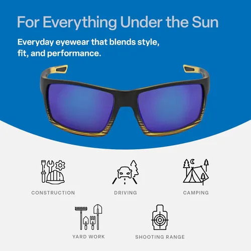Miniatura 7 de Bullhead Safety - Gafas de seguridad polarizadas Amberjack con tecnología antiniebla de alto rendimiento, gafas de luz azul con protección UV