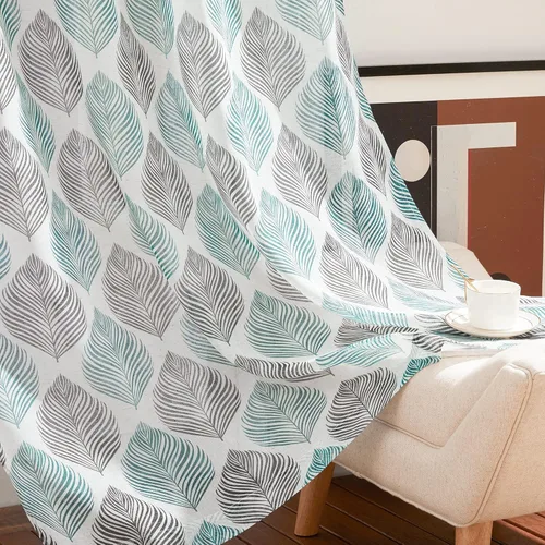Miniatura 28 de NICETOWN Cortinas bohemias de lino transparente para sala de estar, cortinas semitransparentes de granja con patrón de rayas bohemias, cortinas Gris