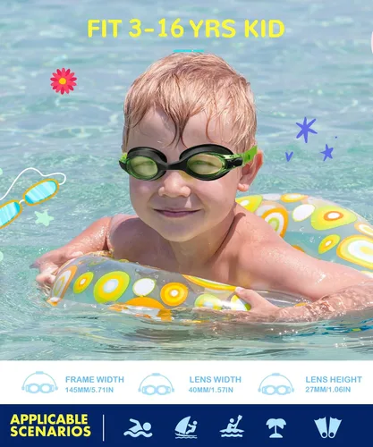 Miniatura 2 de NSSIW Gafas de natación para niños, gafas de natación para niños: gafas de piscina antivaho sin fugas, paquete de 2 unidades de 3 a 16 años