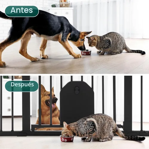 Miniatura 9 de Babelio - Puerta de seguridad con cierre automático para bebés con puerta para gatos, puerta de metal de 73-109 cm para puertas, escaleras, casa
