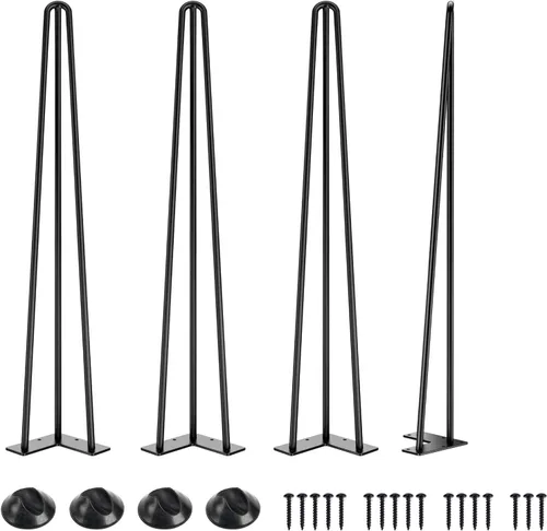 Miniatura 9 de SMARTSTANDARD Patas de mesa de horquilla de 6 pulgadas, 1/2 pulgadas de diámetro, 3 varillas de metal, proyectos de bricolaje para mesitas de noche