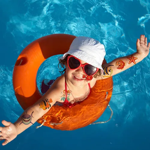 Miniatura 4 de CHARLENT 148 tatuajes temporales de animales oceánicos para niños, tatuajes individuales de criaturas marinas para niños y niñas, regalos de fiesta