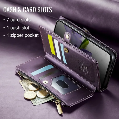 Miniatura 8 de Defencase Funda compatible con Samsung Galaxy S22 5G con tarjetero de bloqueo RFID para mujeres y hombres, correa magnética de piel sintética