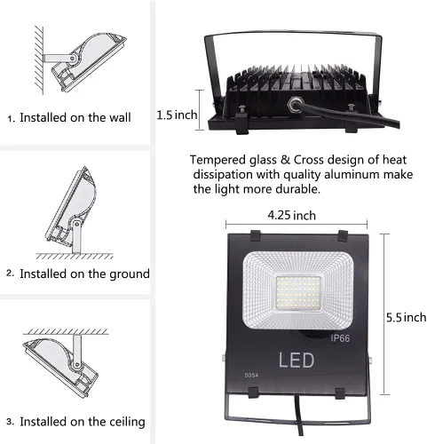 Miniatura 2 de Luz de inundación LED de 10 W con enchufe, luces de seguridad súper brillantes de 1000 lm, luz de trabajo al aire libre impermeable IP66, foco