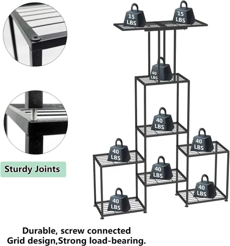 Miniatura 5 de Soporte para Plantas de Interior y Exterior, Estante Colgante Alto de Metal de 6 Niveles para Varias Plantas de Flores, Soporte Grande y Resistente