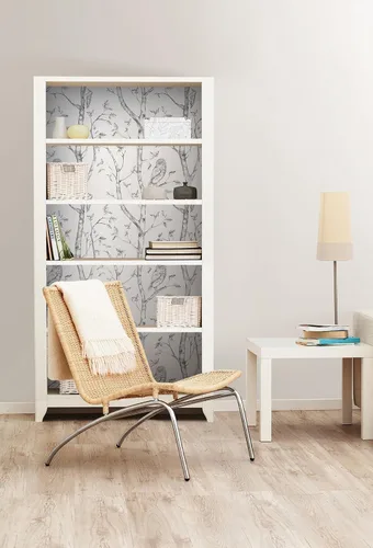 Miniatura 4 de Papel tapiz adhesivo con diseño de bosque de Brewster, Gris, NU1412