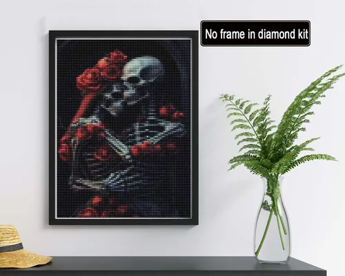 Miniatura 2 de Reofrey Kits de arte de diamantes de bricolaje para adultos, pareja, esqueletos, flores, taladro completo, kit de pintura de diamantes de imitación