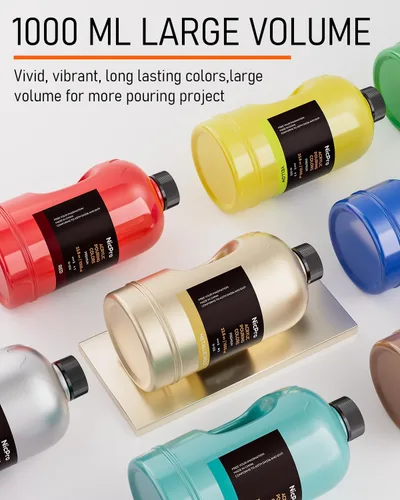 Miniatura 2 de Nicpro Juego de pintura acrílica para verter de 14 colores en gran cantidad (1000 ml, 33.8 oz) Kit de suministros de pintura acrílica premezclada