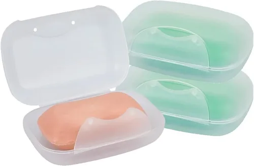 Miniatura 18 de Soporte de jabón de viaje, barra, jabonera, ducha, caja de almacenamiento de jabón para baño, camping, gimnasio, Vonpri (azul, paquete de 3)