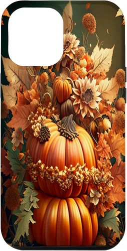Miniatura 24 de Funda para iPhone 13 Pro Max con diseño de hojas otoñales y calabazas