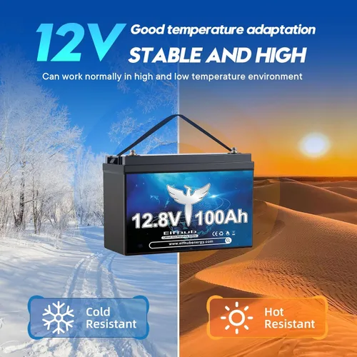 Miniatura 4 de Batería de litio LiFePO4 de 12 V y 100 Ah, BMS de 100 A mejorado, vida útil de hasta 10 años con hasta 15000 ciclos, energía máxima de 1280 Wh