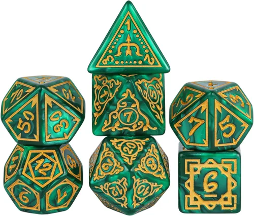 Miniatura 26 de 5 juegos de dados DND, juego de dados poliédricos (35 piezas) con bolsa de troquel de cuero, juego de troqueles D&D para juegos de mesa RPG